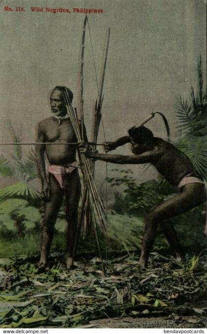 philippines, Wild Negritos, Archer, Bow and Arrow (1910s) Postcard