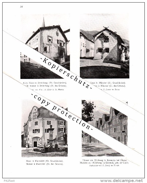 Photographien / Ansichten , 1907 , Steinsberg , Maienfeld , Münster , Ennenda , Grüsch , Prospekt , Architektur , Fotos