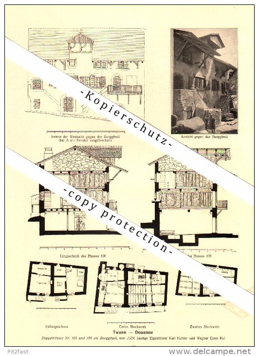 Photographien / Ansichten , 1917 , Ligerz / Gléresse und Twann / Douanne , Biel , Prospekt , Fotos , Architektur !!!