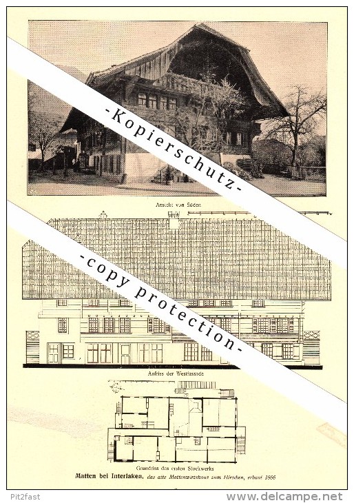 Photographien / Ansichten , 1917 , Matten bei Interlaken , Aarmühle , Prospekt , Fotos , Architektur !!!