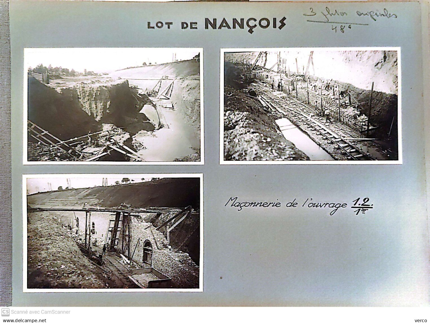 PHOTOS Anciennes  de NANCOIS - 3 Photos Originales 9x13 cm, Maçonnerie de l'Ouvrage 1.2./ 1ter