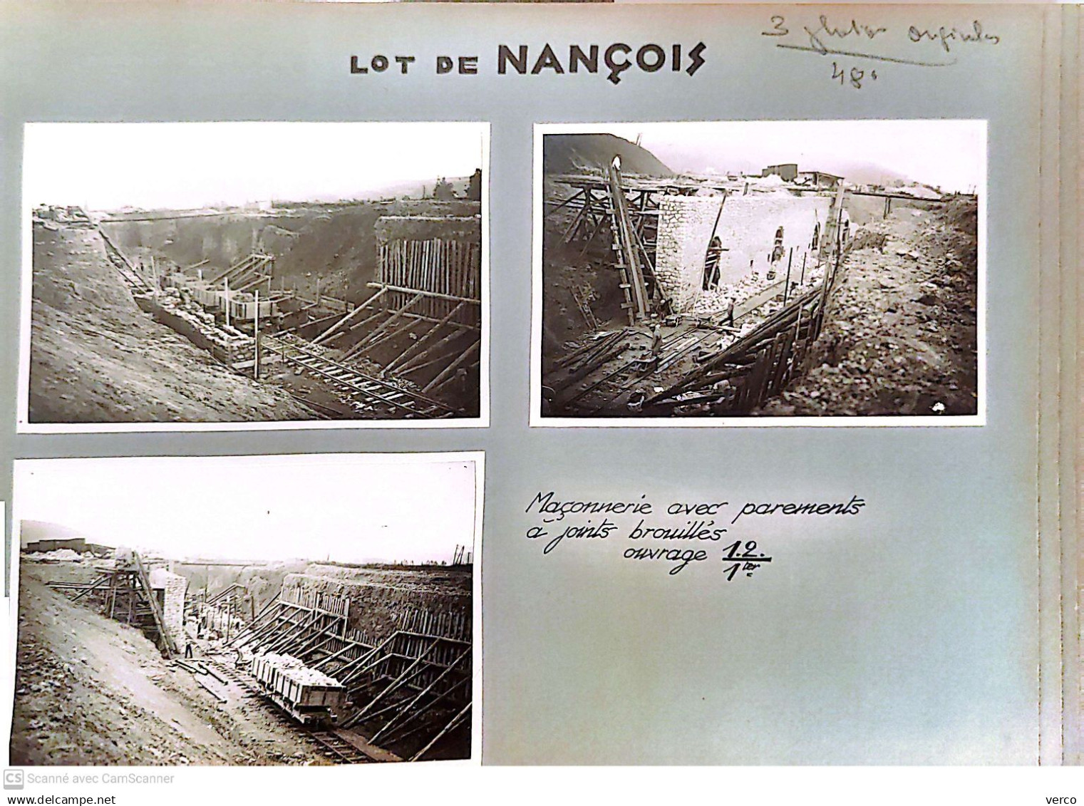 PHOTOS Anciennes  de NANCOIS - 3 Photos Originales 9x13 cm, Maçonnerie de l'Ouvrage 1.2./ 1ter