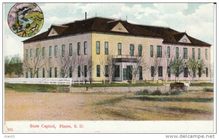 Pierre SD South Dakota, State Capitol Building, c1900s Vintage Postcard