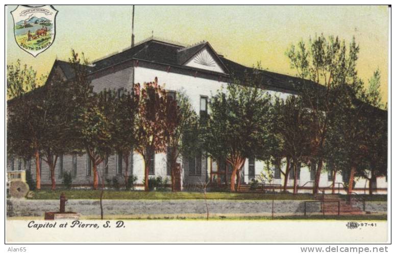 Pierre SD South Dakota, State Capitol Building, c1900s Vintage Postcard