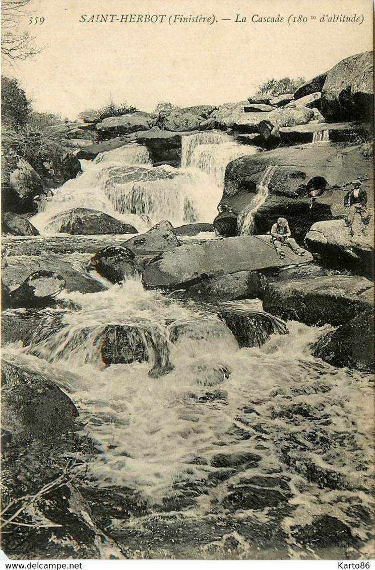 plonévez du faou * la cascade , village hameau de st herbot * pêche à la ligne * pêcheurs