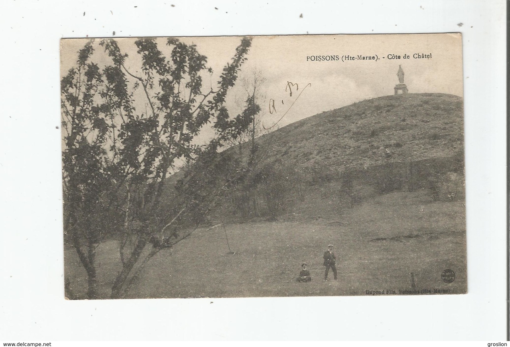 POISSONS (HTE MARNE) COTE DE CHATEL (VIERGE ET HOMMES DANS UN PRE) 1917