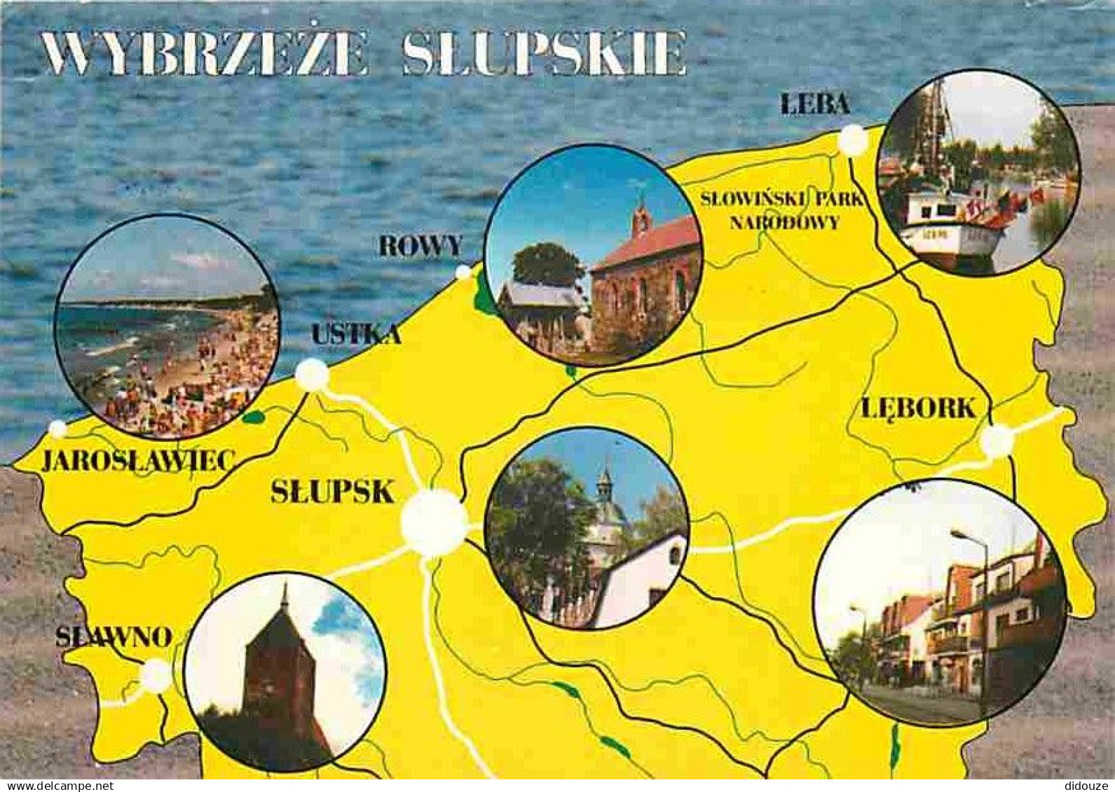 Pologne - Wybreze Slupskie - Multivues - Carte Géographique - Voir Timbre de Pologne - CPM - Voir Scans Recto-Verso