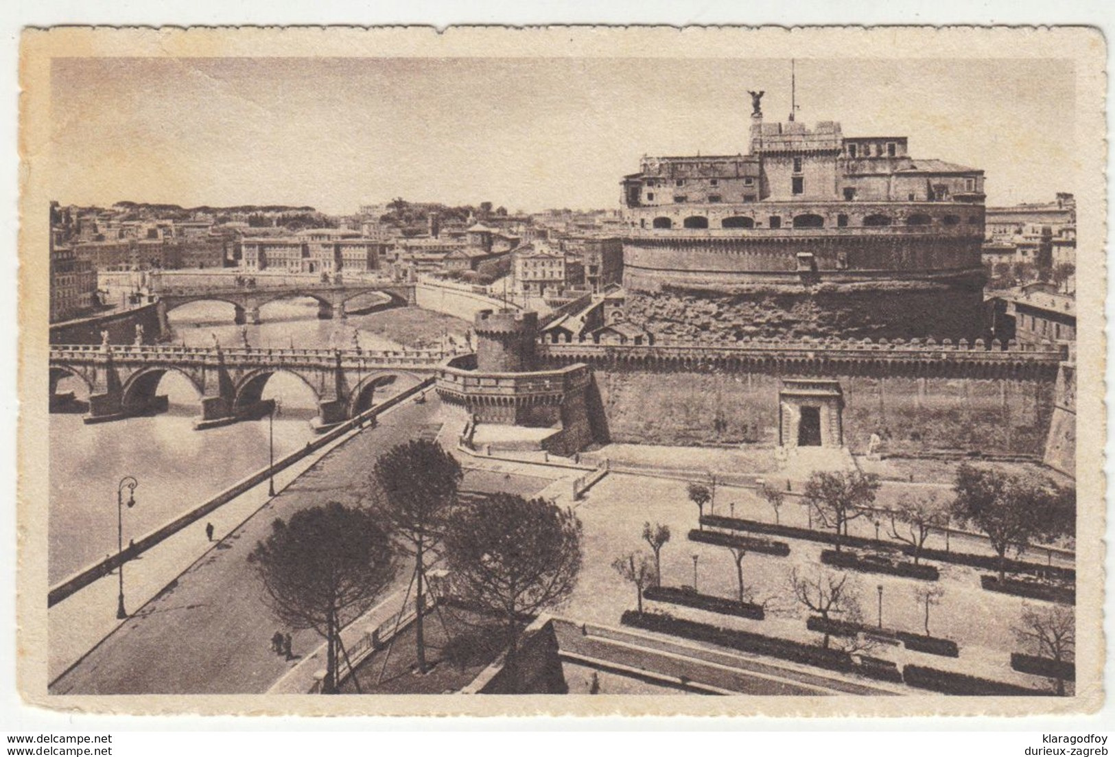 Ponte e Castel Sant'Angelo old postcard posted 1939 b200701