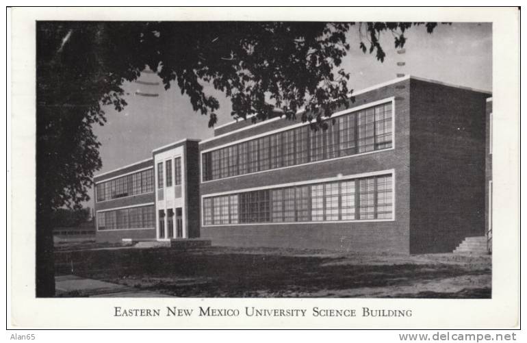 Portales NM New Mexico, Eastern New Mexico University Science Building, Rotary Club Message on c1950s Vintage Postcard