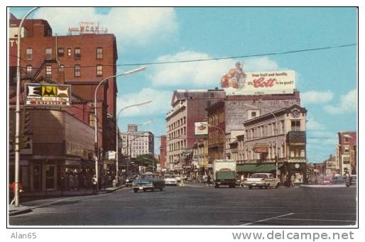 Portland ME Maine, Street Scene, Auto Delivery Truck, Billboard Advertisements, c1950s Vintage Postcard