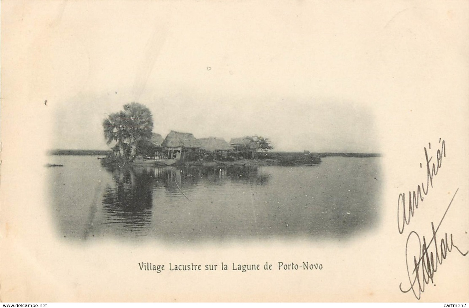 PORTO-NOVO VILLAGE LACUSTRE SUR LA LAGUNE DAHOMEY DAHOME BENIN AFRICA TIMBRE OBLITERATION GRAND-POPO