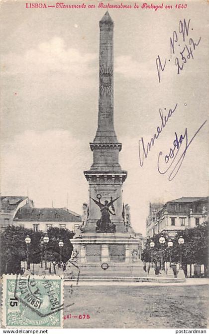 Portugal - LISBOA - Monumento aos Restauradores de Portugal em 1640 - Ed. desconhecido