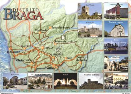 72013109 Braga Landkarte und Sehenswuerdigkeiten Braga