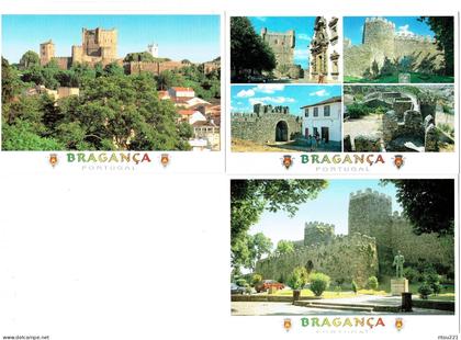 lot 3 cpm - Portugal - Bragança - château - MONUMENT voiture blason