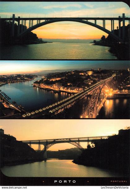 PORTUGAL - Porto - Vue générale du pont - La ville illuminée - Carte postale grand format moderne