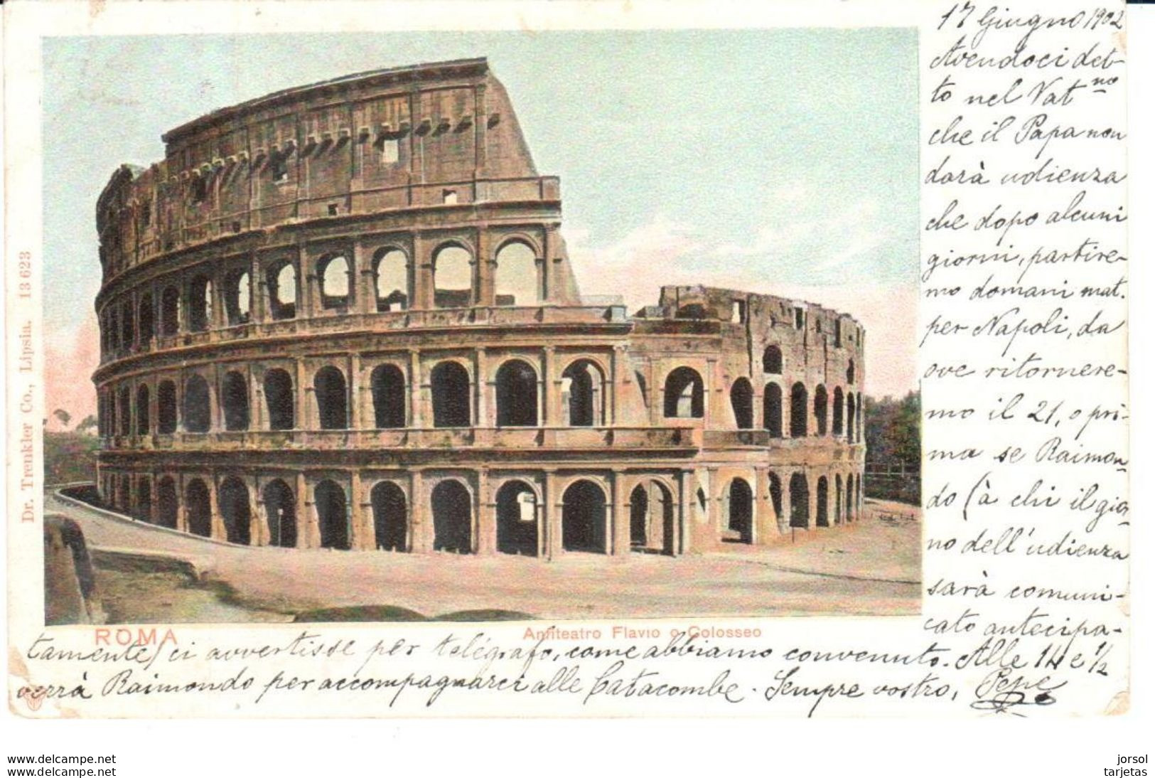 POSTAL   ROMA  -ITALIA  - ANFITEATRO FLAVIO O COLISEO ( ANFITEATRO FLAVIO O COLOSSEO )