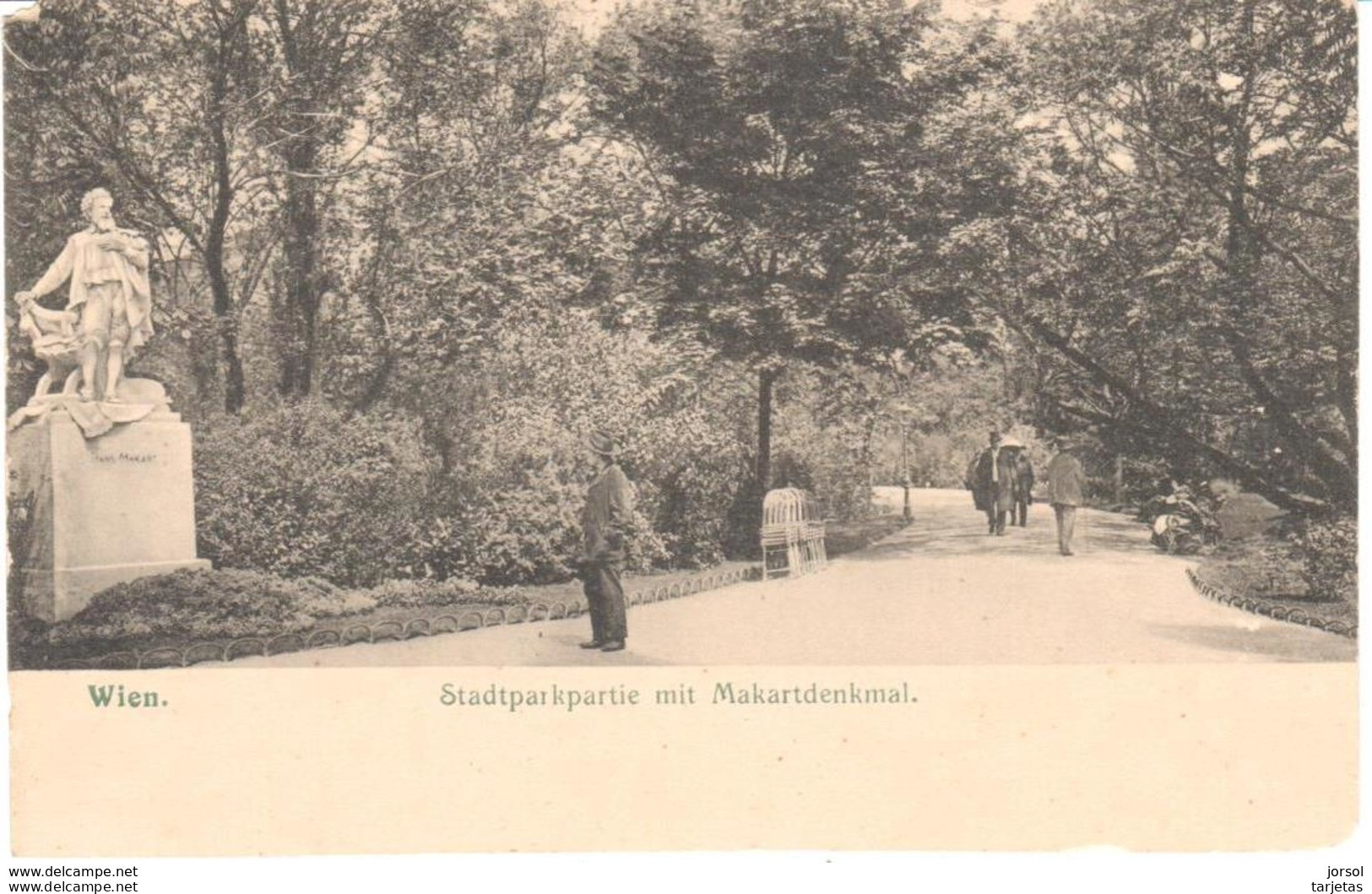 POSTAL  WIEN (VIENA)  AUSTRIA  - PARQUE DE LA CIUDAD CON MAKARTDENKMAL  ( STADTPARKPARTIE MIT MAKARTDENKMAL)