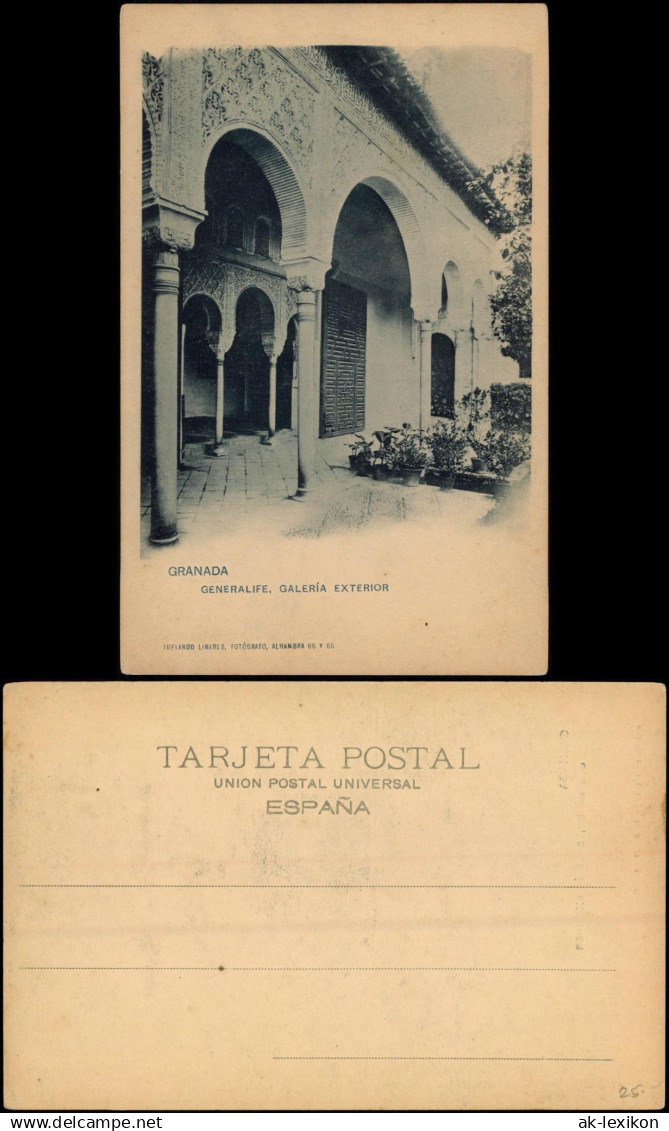 Postales Granada Granada Generalife, Galeria exterior 1909