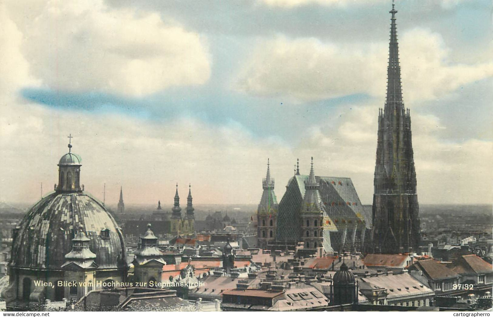 Postcard Austria Wien Stephansplatz and Stephanskirche rooftop