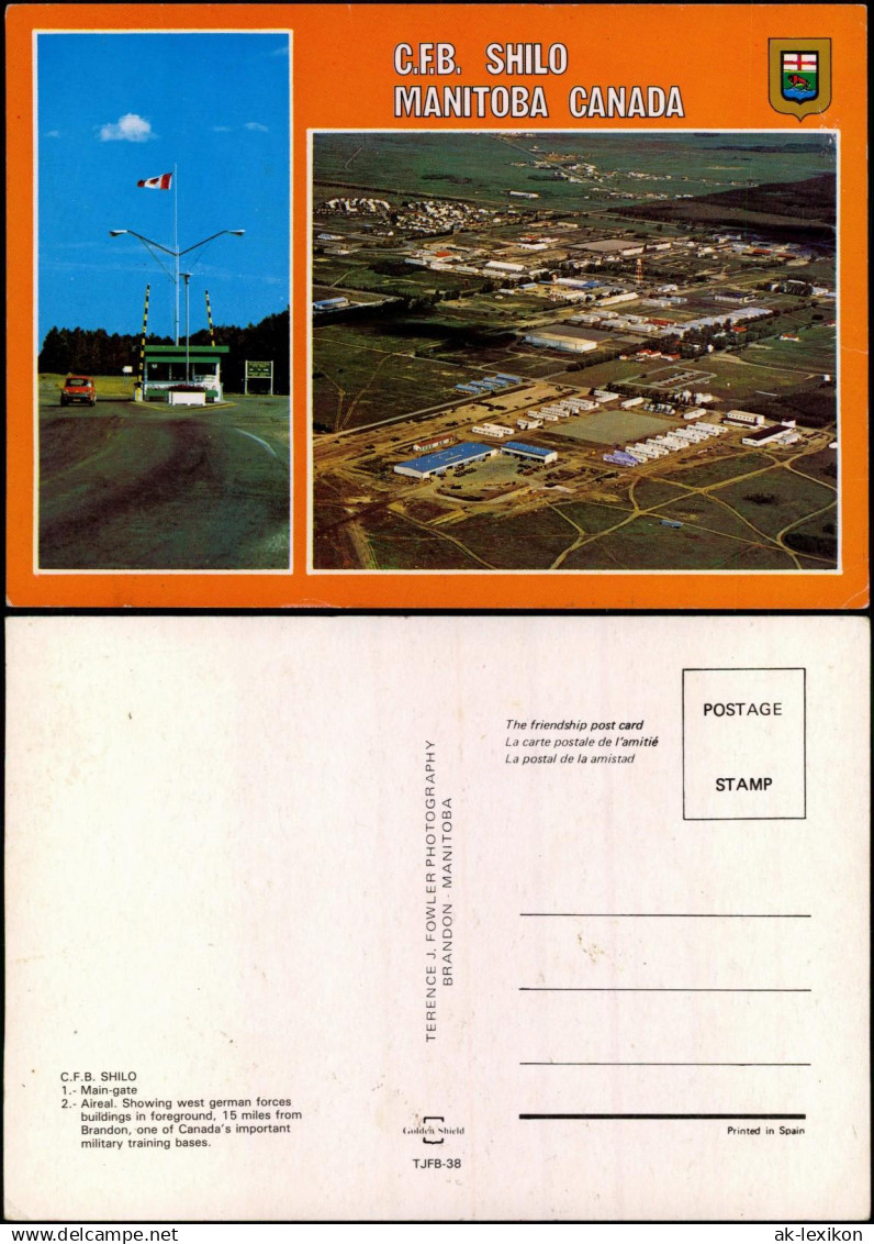 Postcard Brandon Manitoba Canadian Forces Base C.F.B. SHILO Luftbild 1986