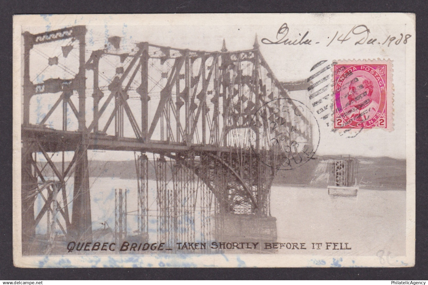 Postcard, CANADA, Quebec, Quebec Bridge Taken Shortly Before It Fell