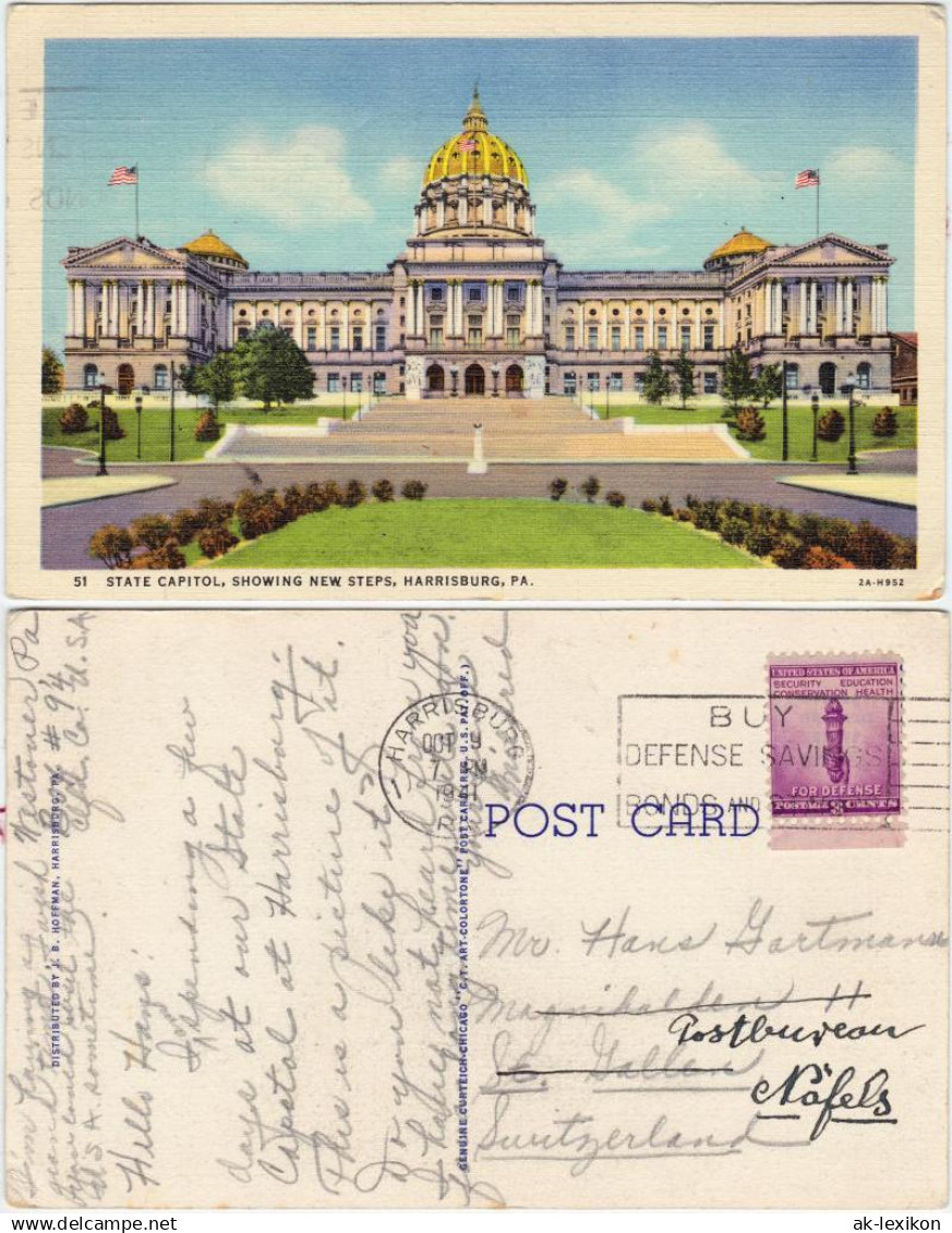 Postcard Harrisburg State Capitol - Showing New Steps 1941