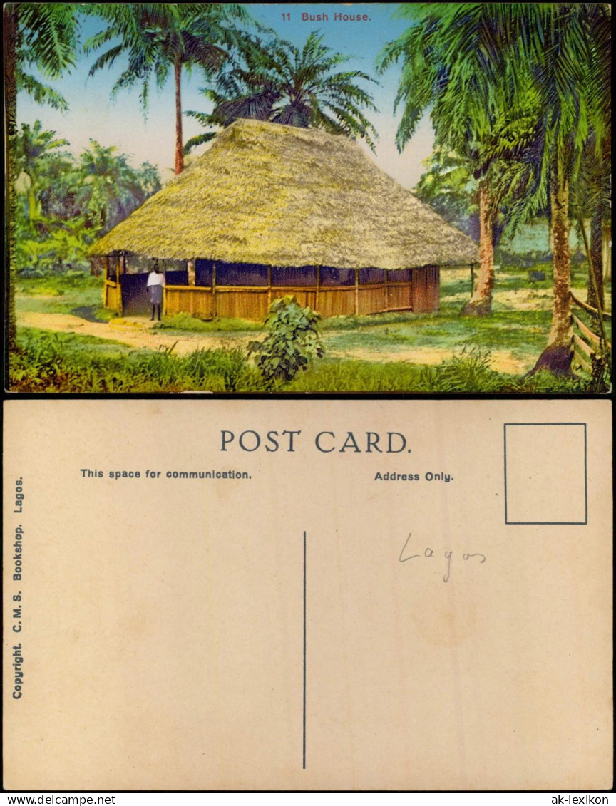 Postcard Lagos Bush House. Typen AK Nigeria Afrika 1914