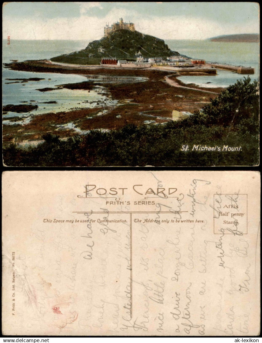 Postcard Marazion St Michael's Mount. 1917