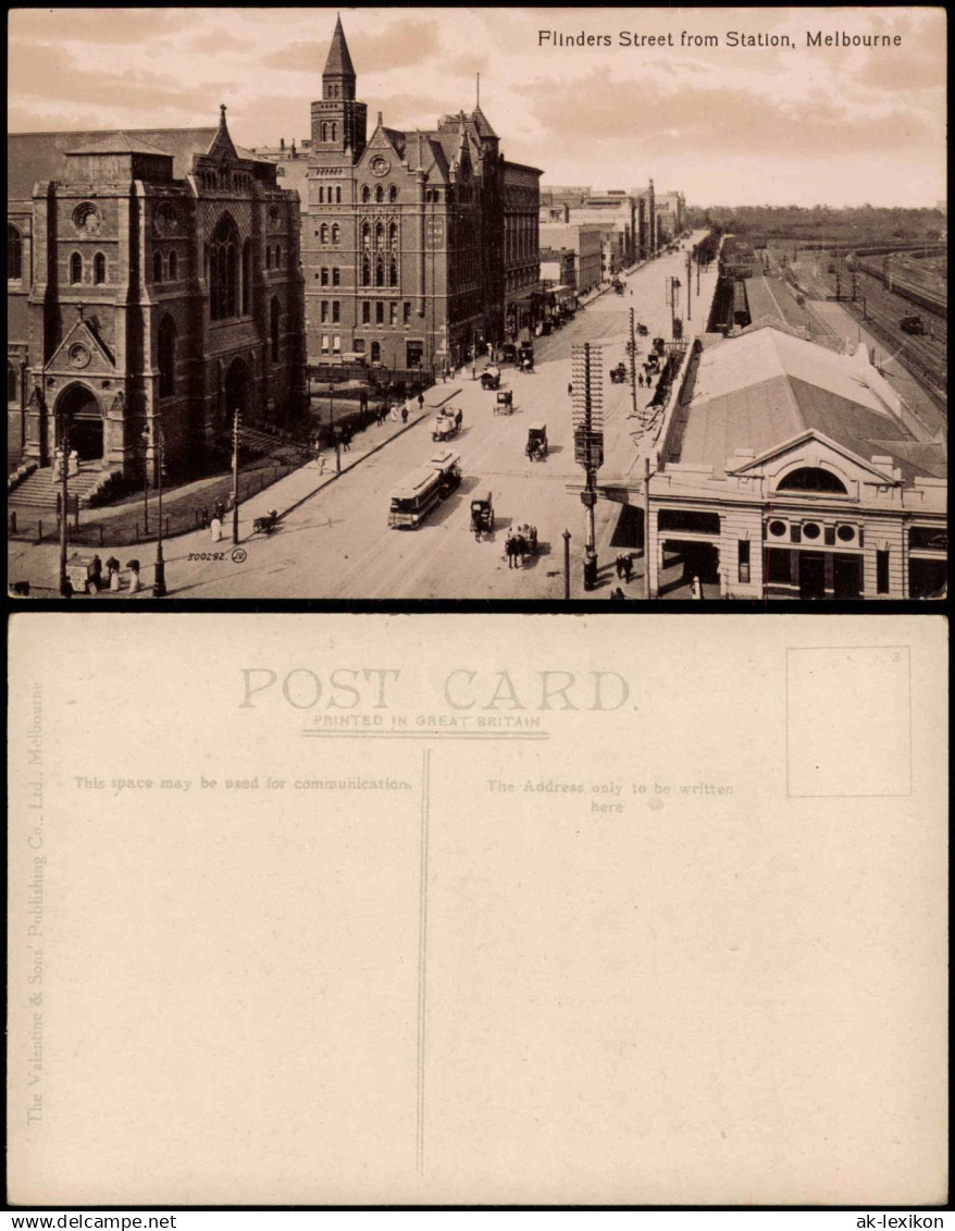 Postcard Melbourne Flinders Street from Station Melbourne 1910