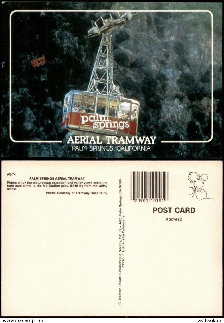 Postcard Palm Springs PALM SPRINGS AERIAL TRAMWAY, Bergbahn USA 1980