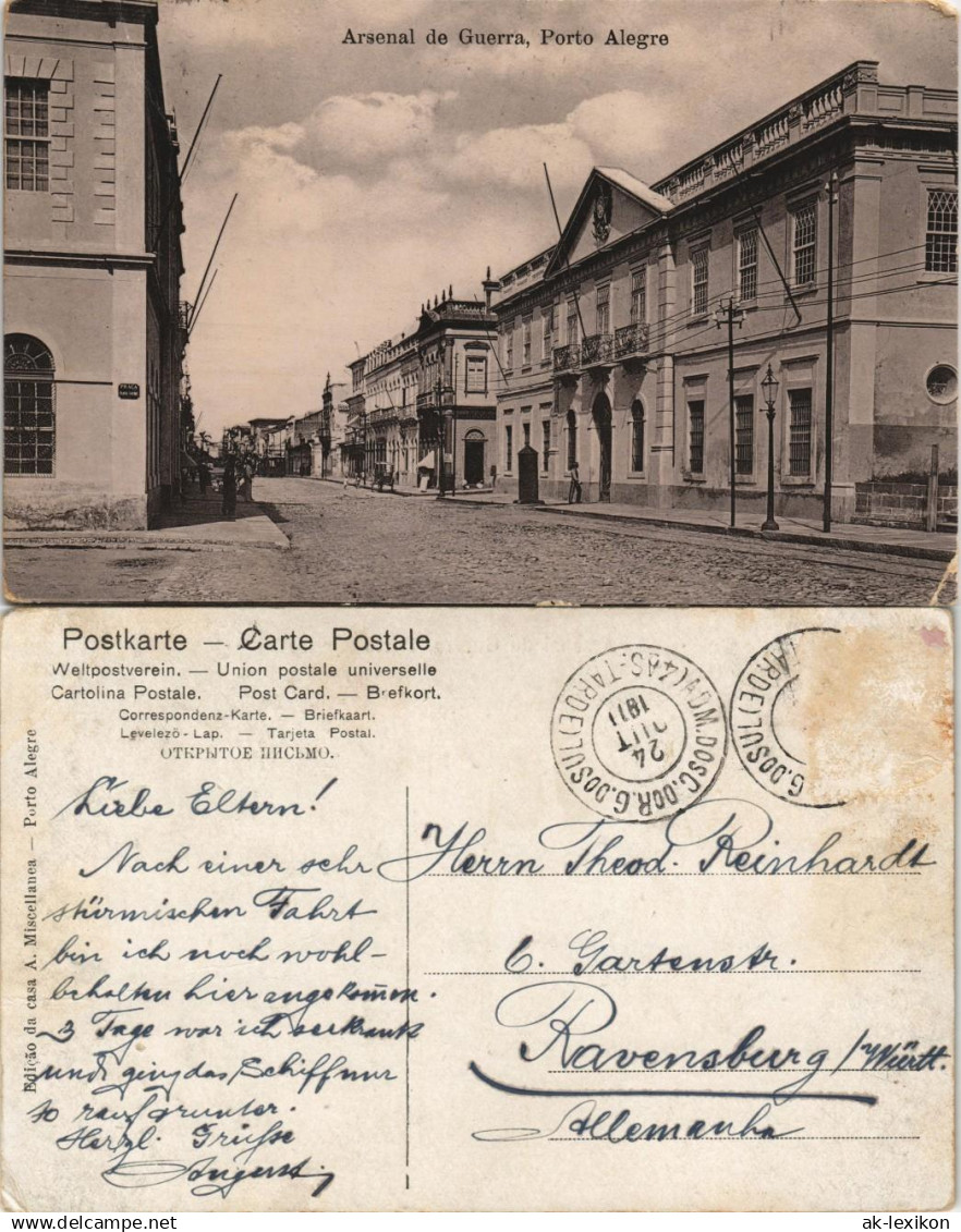 Postcard Porto Alegre Straße Arsenal de Guerra 1911