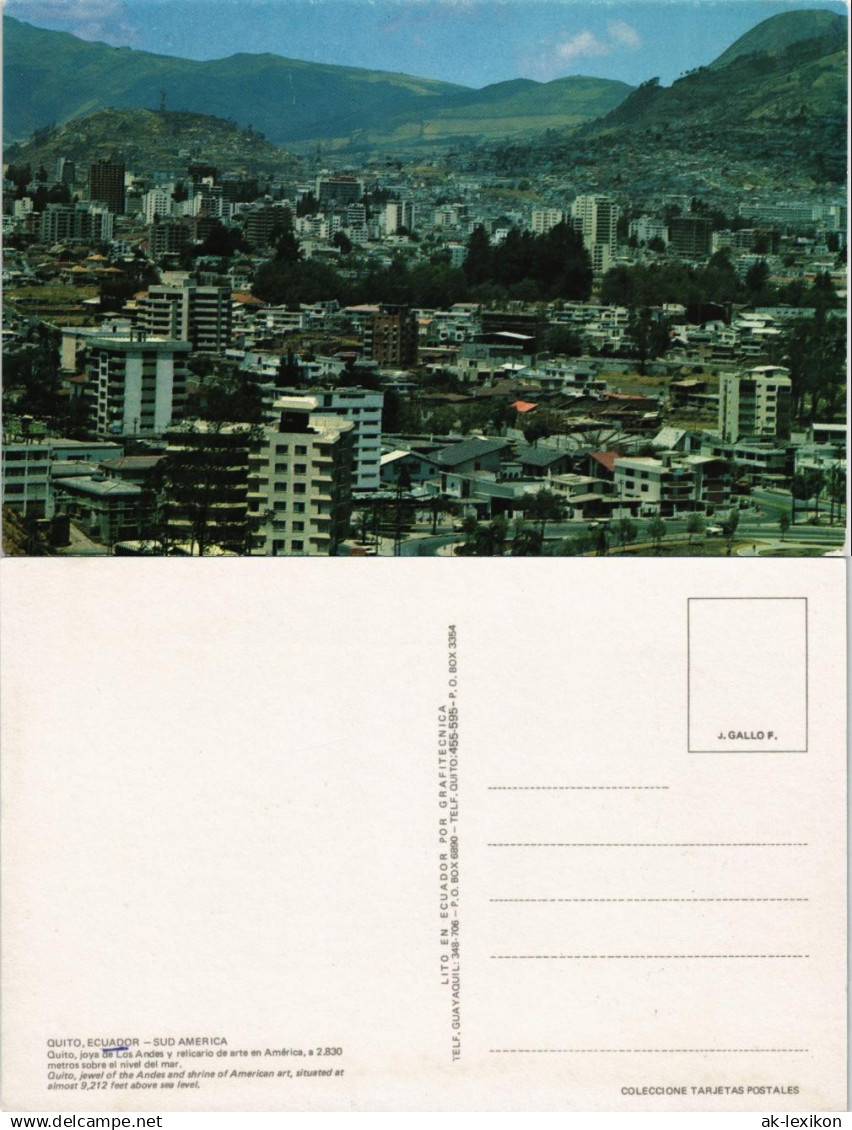 Postcard Quito Panorama City View Stadt Ansicht Ecuador 1970