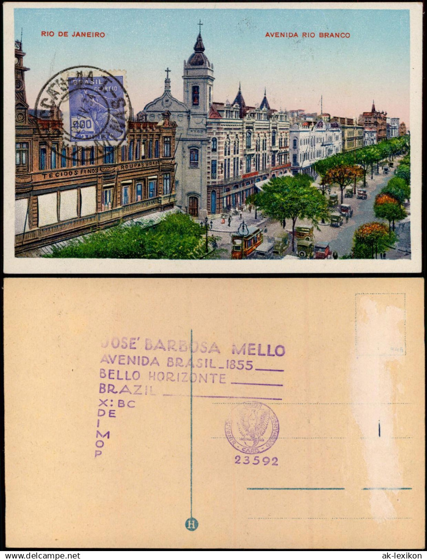 Postcard Rio de Janeiro AVENIDA RIO BRANCO 1934