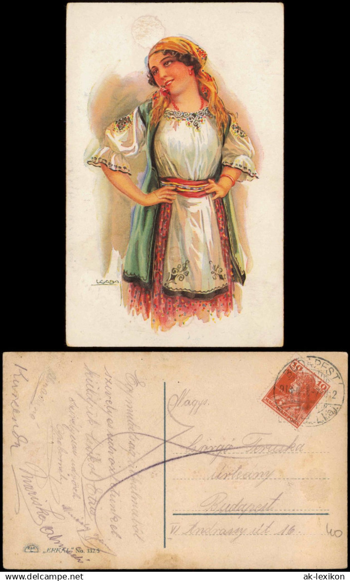 Postcard .Ungarn Trachten Typen - Ungarn Frau Zigeunerin Magyar 1912