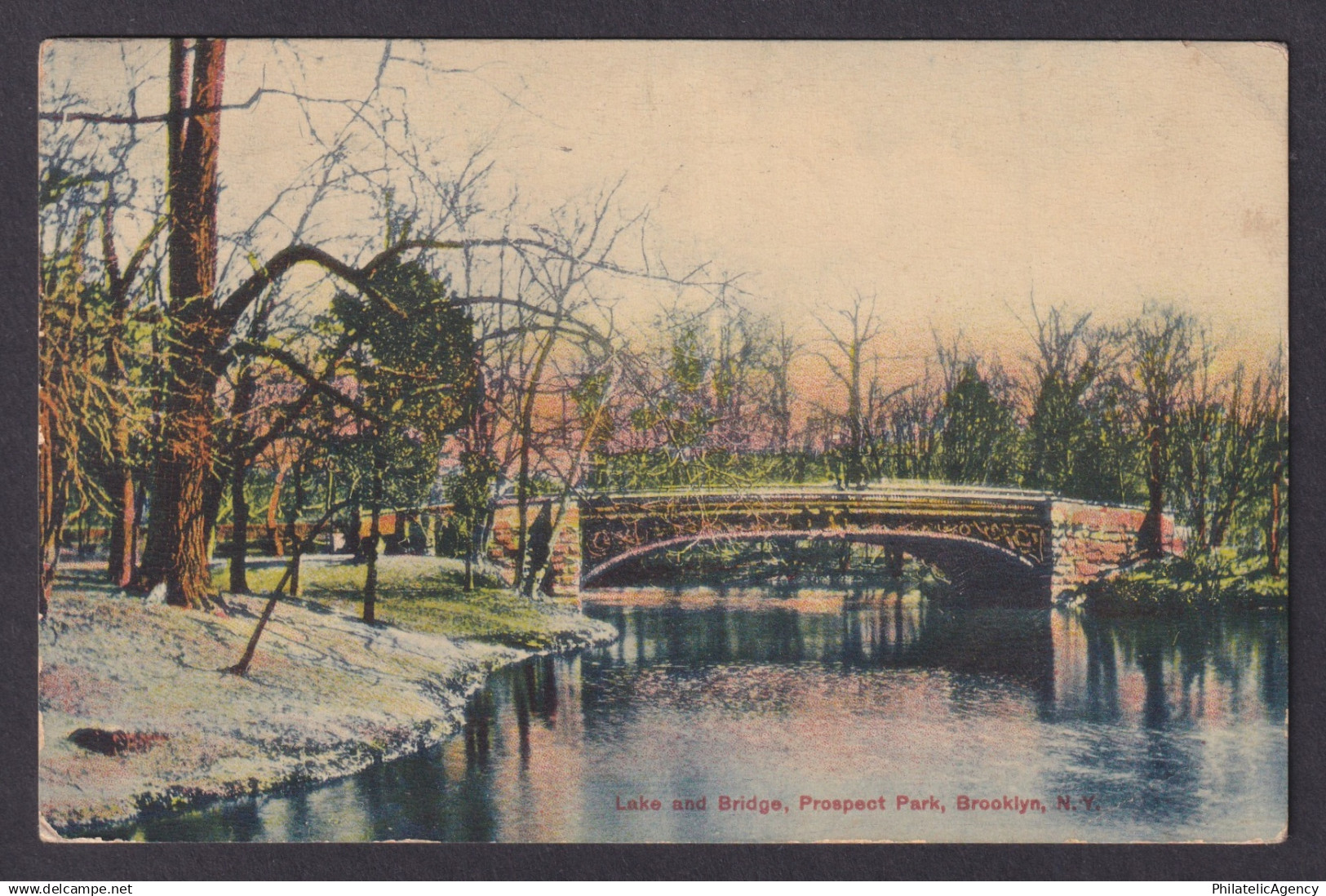 Postcard, United States, Brooklyn NY, Lake and Bridge, Prospect Park