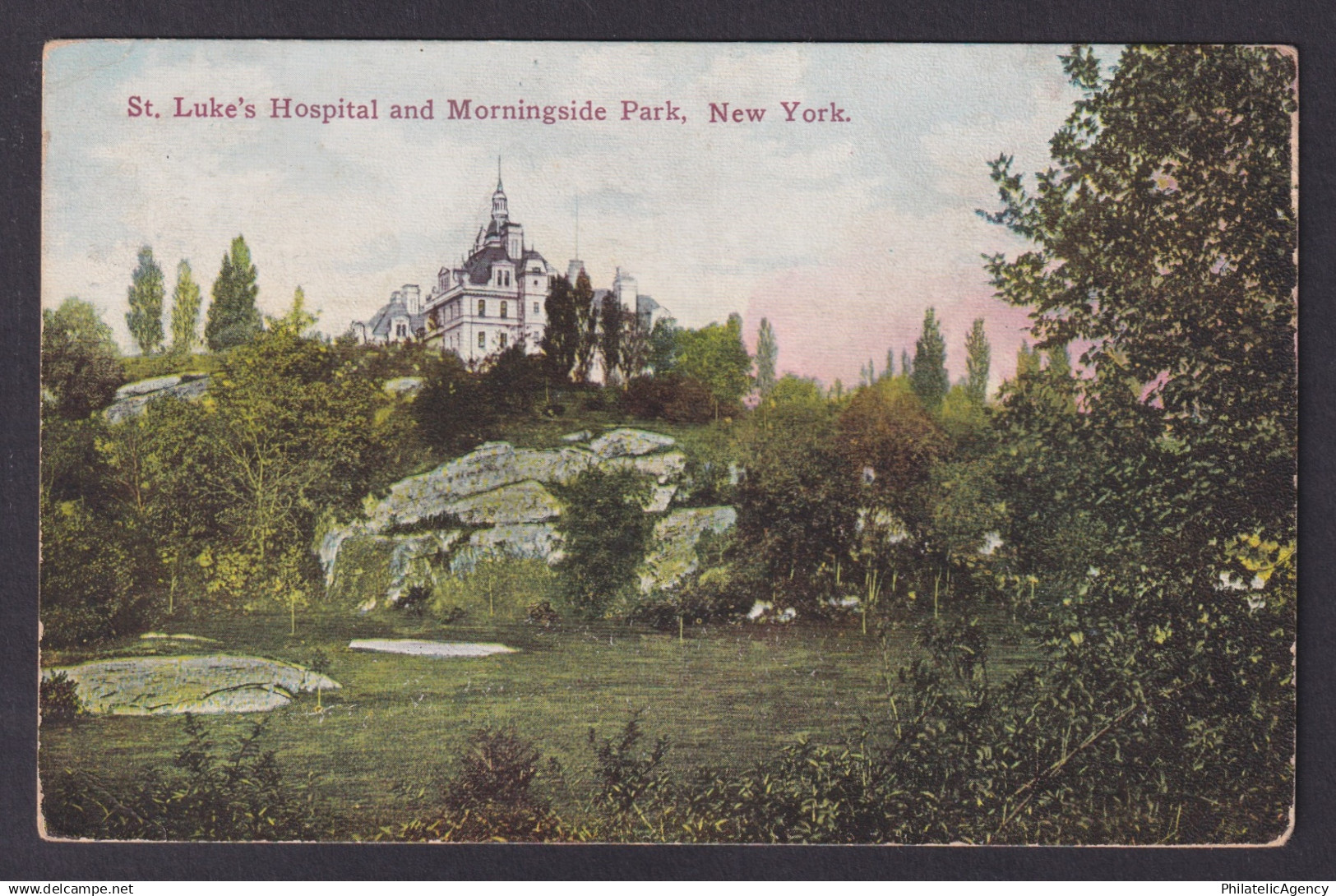 Postcard, United States, New York City NY, St. Luke's Hospital, Morningside Park