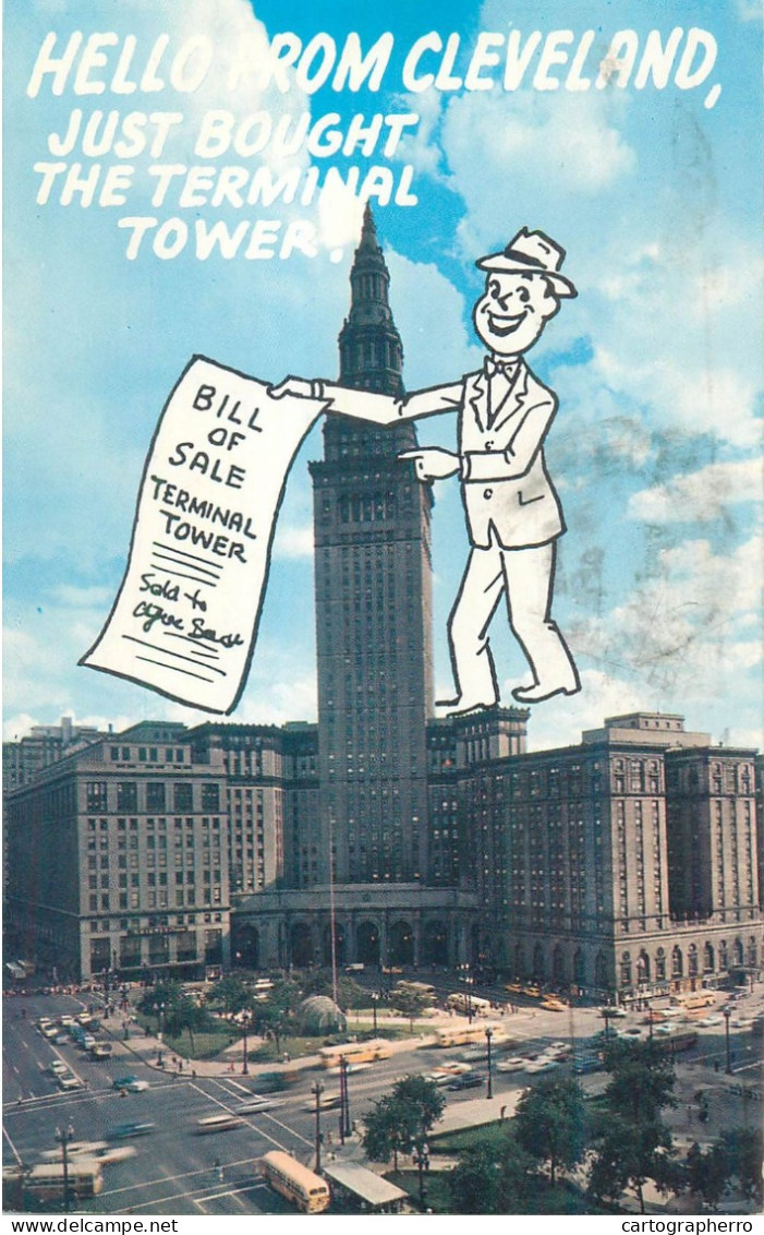 Postcard United States > OH - Ohio > Cleveland terminal tower building and public square