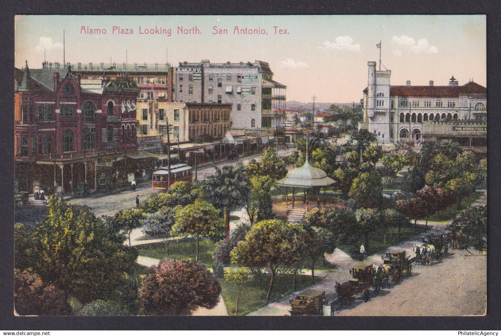 Postcard, United States, San Antonio TX, Alamo Plaza Looking North