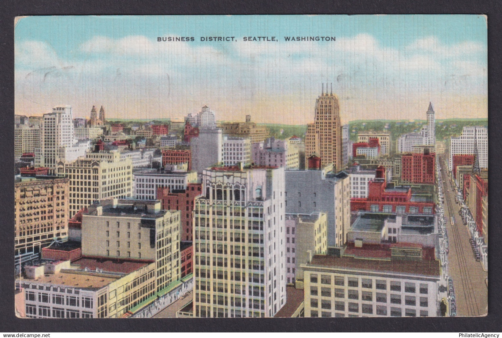 Postcard, United States, Seattle WA, Business District