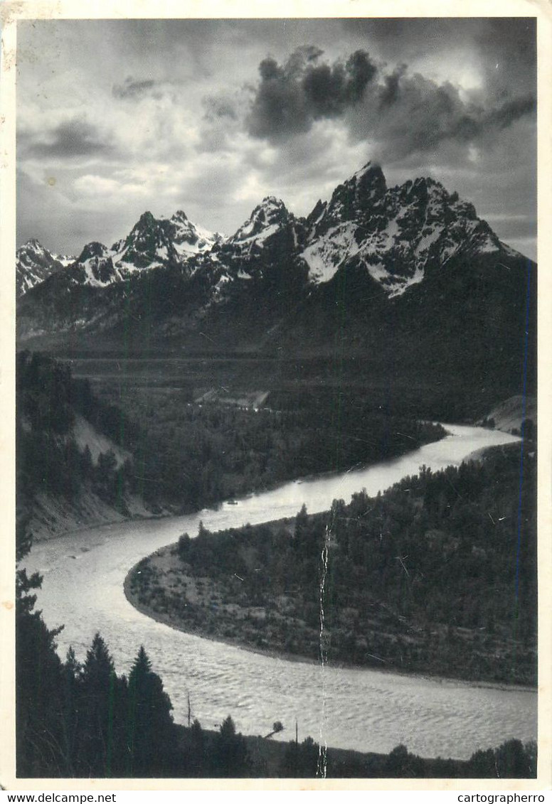 Postcard United States > WY - Wyoming Teton range and the Snake river Grand Teton National Park