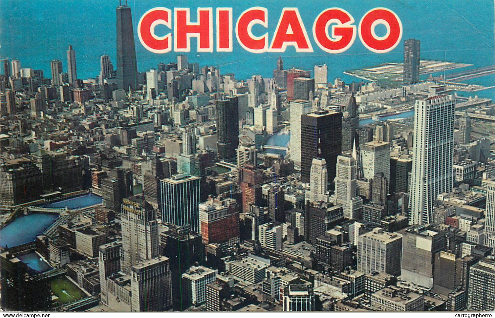 Postcard USA IL - Illinois > Chicago aerial 1974