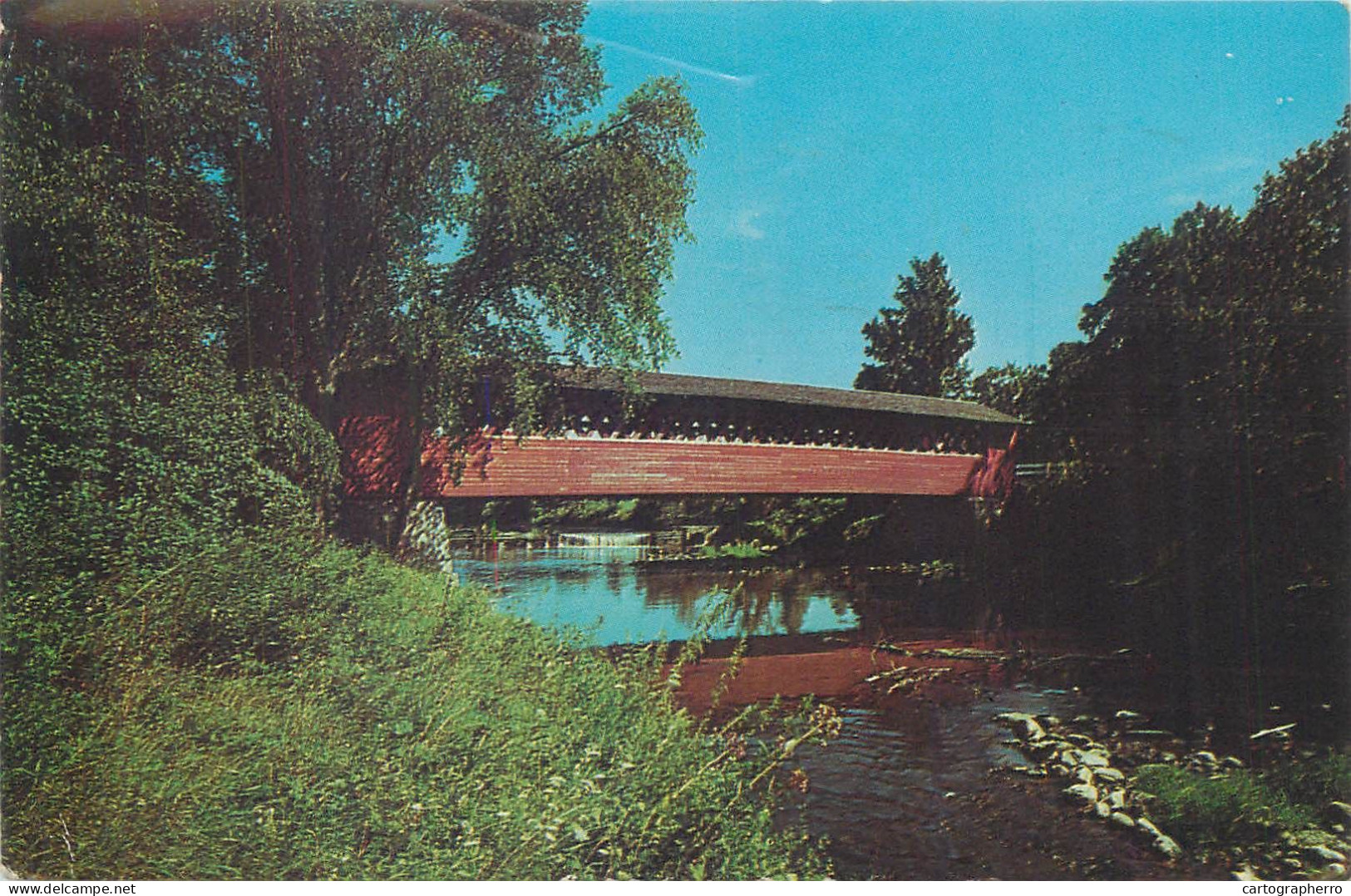 Postcard USA Vermont old covered Wood Bridge North Bennington 1964