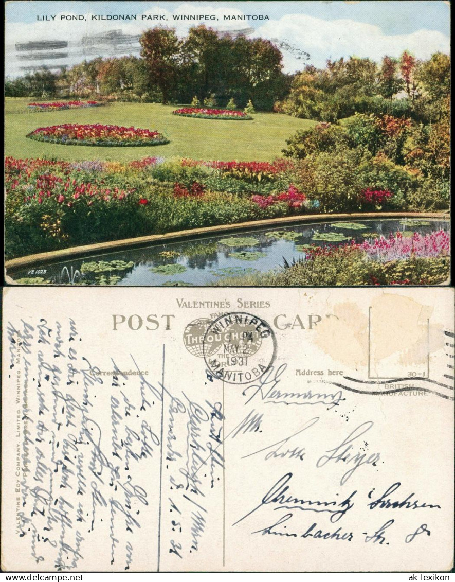 Postcard Winnipeg Kildonan Park 1931