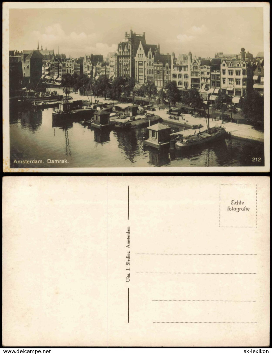 Postkaart Amsterdam Amsterdam Damrak. Bootsanleger 1932