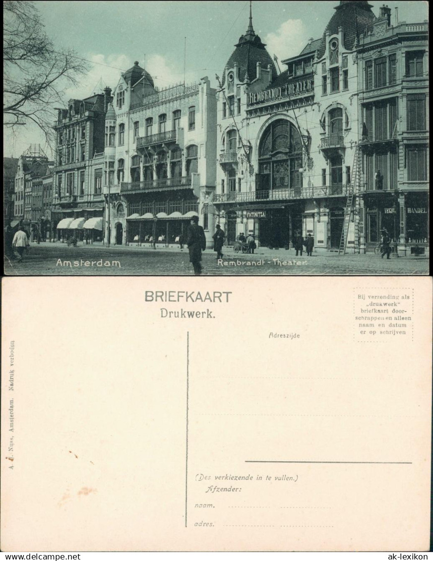 Postkaart Amsterdam Amsterdam Straßenpartie Rembrandt Theater 1912