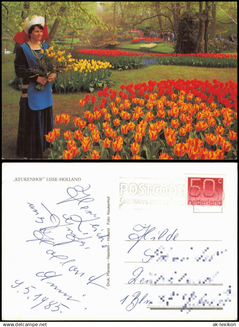 Postkaart Lisse Ortsansicht Blumenmeer KEUKENHOF LISSE-HOLLAND 1985