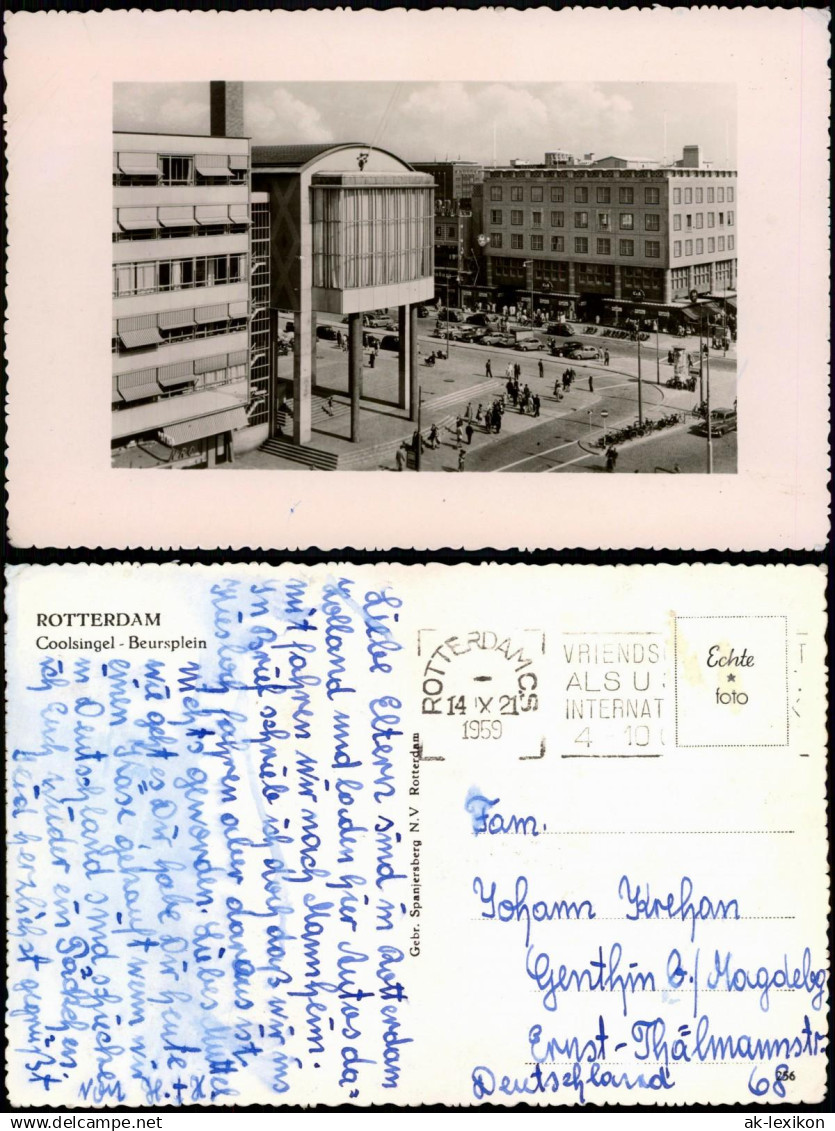 Postkaart Rotterdam Rotterdam Coolsingel Beursplein 1959