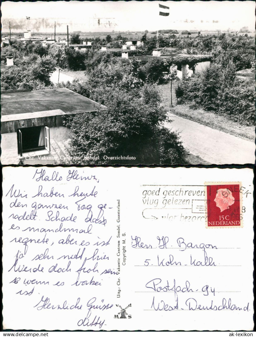 Postkaart Sondel Friesland Chr. Vakantie Centrum Bungalow Siedlung 1965