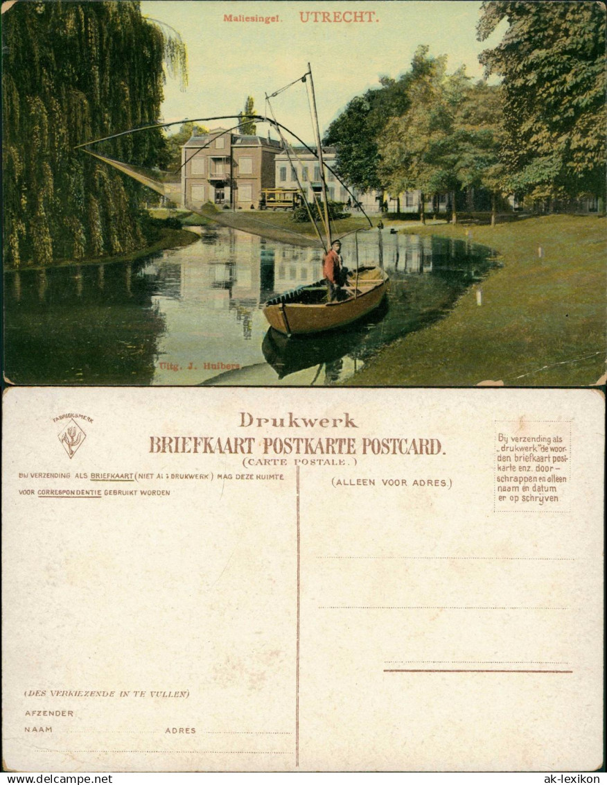 Postkaart Utrecht Utrecht Miliensingel - Fischer auf Boot 1913