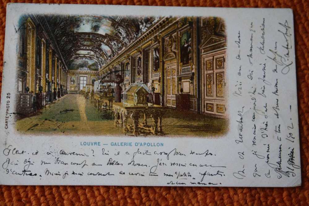 Précurseur 1902 CPA VERSAILLES LOUVRE GALERIE D'APOLLON P/AUVERNIER  NEUCHATEL SUISSE CACHET à DATE PARIS 22 & AUVERNIER